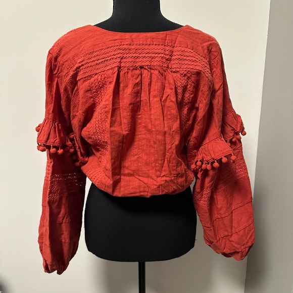 *HOUSE OF HARLOW 1960* Burnt Orange Long Sleeve Crop Top Size Small - Picture 4 of 7